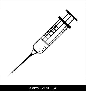 Spritze, isolierte einfache handgezeichnete Vektorgrafik in schwarz und weiß Stock Vektor