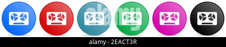 Musikrekorder, Audio equipmen Vektor-Icons, Satz von Kreis Gradienten Tasten in 6 Farben Optionen für webdesign und mobile Anwendungen Stock Vektor