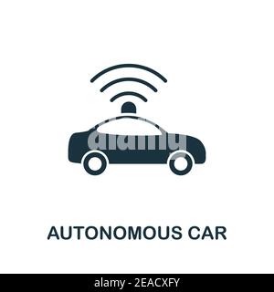 Symbol für autonomes Auto. Einfaches Element aus der Technologiesammlung. Gefülltes monochromes Autonomous Car Icon für Vorlagen, Infografiken und Banner Stock Vektor