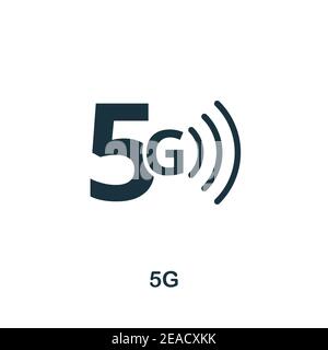 5G Symbol. Einfaches Element aus der Technologiesammlung. Gefülltes monochromes 5G-Symbol für Vorlagen, Infografiken und Banner Stock Vektor
