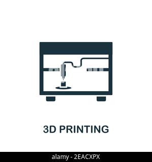 3D Drucksymbol. Einfaches Element aus der Technologiesammlung. Gefülltes monochromes 3D-Drucksymbol für Vorlagen, Infografiken und Banner Stock Vektor