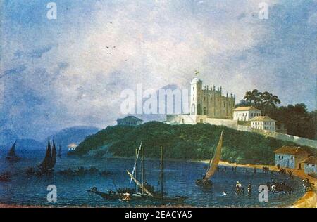 Nicolas Antoine Taunay - Vista da Praia e da Igreja da Glória do Outeiro no Rio de Janeiro. Stockfoto