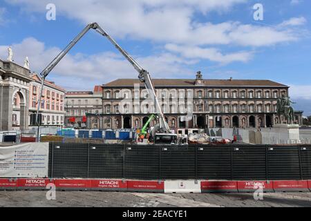 Napoli - Cantiere a Piazza del Plebiscito Stockfoto