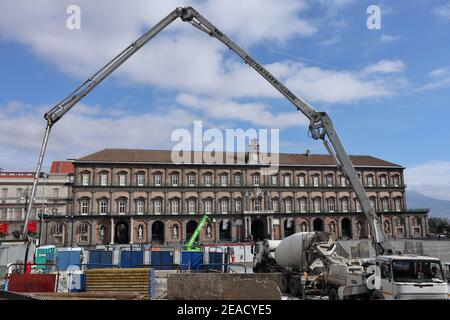 Napoli - Cantiere edile a Piazza del Plebiscito Stockfoto
