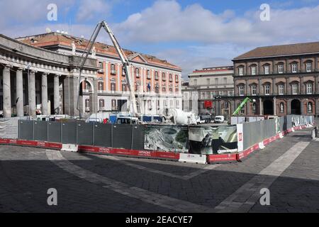 Napoli - Cantiere edile auf der Piazza del Plebiscito Stockfoto