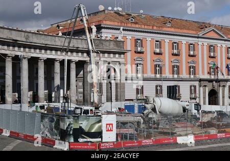 Napoli - Cantiere per la Metro an der Piazza del Plebiscito Stockfoto