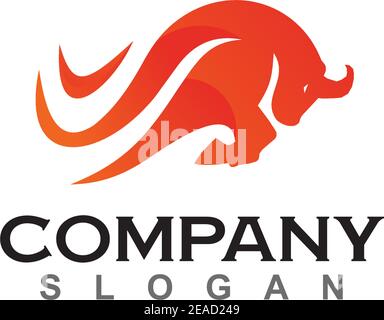 Red Orange Bull Angriff Logo Design Vektor Vorlage Stock Vektor