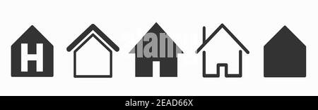 Home Page. Sammlung der Home Button Icons. Schildersatz für Infografik, Logo, App Entwicklung und Gestaltung der Website. Stock Vektor