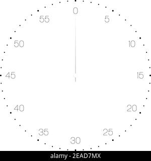 Analoges Stoppuhrblatt für Sportübertragungen. Einfache dünne schwarze Linie Illustration. Stock Vektor