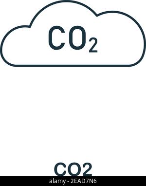CO2 Symbolumrissstil. Hochwertiges Piktogramm-Design aus der Power and Energy Icon Kollektion. Einfaches dünnes Linienelement. CO2 Symbol für Web-Design, mobile Apps Stock Vektor
