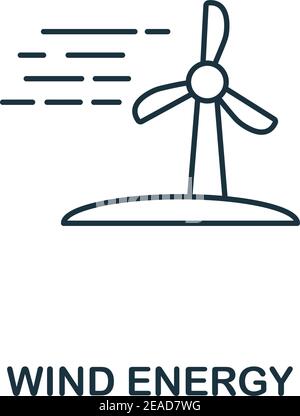 Design mit „Wind Energy Icon“-Umriss. Hochwertiges Piktogramm-Design aus der Power and Energy Icon Kollektion. Einfaches dünnes Linienelement. Windkraft-Symbol für das Internet Stock Vektor