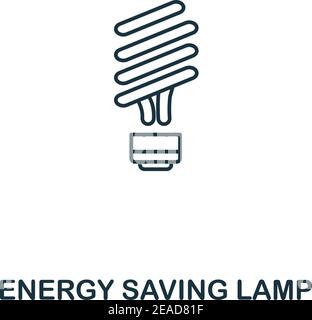 Energiesparlampe Symbol Umriss Stil. Hochwertiges Piktogramm-Design aus der Power and Energy Icon Kollektion. Einfaches dünnes Linienelement. Energiesparlampe Stock Vektor