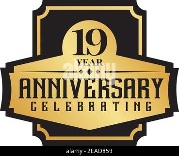 19th Jahre Jubiläum Logo Design Vektor Illustration Vorlage Stock Vektor