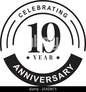 19th Jahre Jubiläum Logo Design Vektor Illustration Vorlage Stock Vektor