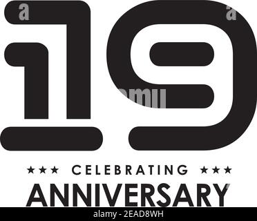 19th Jahre Jubiläum Logo Design Vektor Illustration Vorlage Stock Vektor