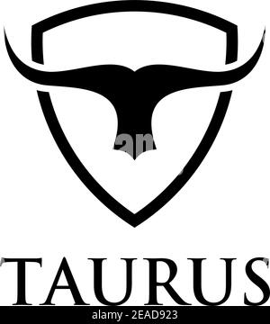 Taurus Kopf Logo Design mit Schild Vektor Vorlage Stock Vektor