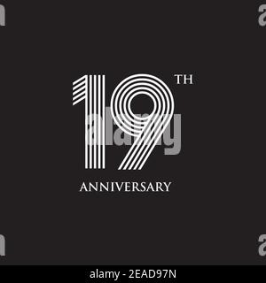 19th Jahre Jubiläum Logo Design Vektor Illustration Vorlage Stock Vektor