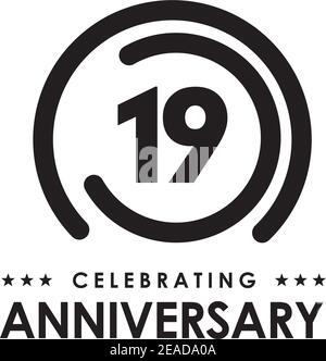 19th Jahre Jubiläum Logo Design Vektor Illustration Vorlage Stock Vektor