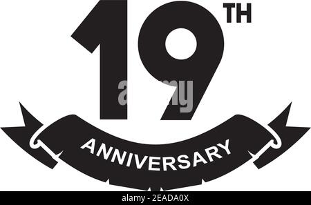 19th Jahre Jubiläum Logo Design Vektor Illustration Vorlage Stock Vektor