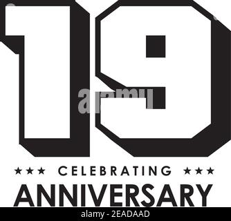 19th Jahre Jubiläum Logo Design Vektor Illustration Vorlage Stock Vektor