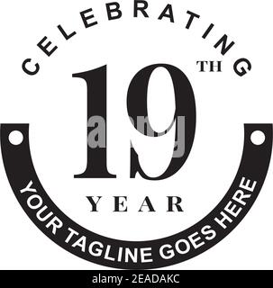 19th Jahre Jubiläum Logo Design Vektor Illustration Vorlage Stock Vektor
