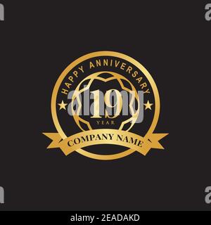 19th Jahre Jubiläum Logo Design Vektor Illustration Vorlage Stock Vektor