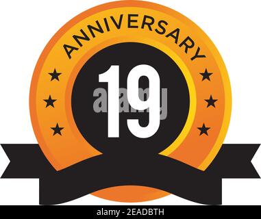 19th Jahre Jubiläum Logo Design Vektor Illustration Vorlage Stock Vektor