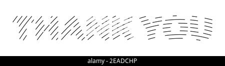 Danke - gestreifte Inschrift. Moderne einfache Gestaltung von konzentrischen Kreisen in Form von Buchstaben. Vektorgrafik. Stock Vektor