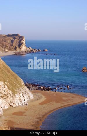 Ein Blick entlang der Jurassic Coast in Dorset, berühmt für seine Fossilien. Stockfoto