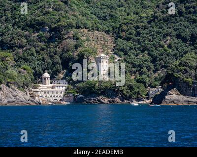 Die Bucht von San Fruttuoso in Ligurien Stockfoto