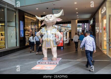 World Square Sydney City Centre feiert Jahr des Ochsen, gemischte Nutzung Entwicklung von Büros und Einzelhandelsgeschäften, Sydney, Australien Stockfoto