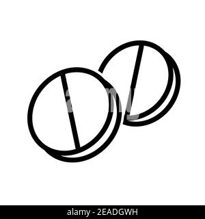 Pillen flach Symbol. Piktogramm für Web. Linienhub. Isoliert auf weißem Hintergrund. Vektor EPS10. Vorbereitungen für die Gesundheit Stockfoto