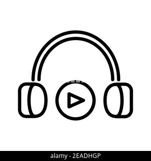 Symbol für flache Kopfhörer. Piktogramm für Web. Linienhub. Isoliert auf weißem Hintergrund. Vektor EPS10. Symbol für „Musik hören“ Stockfoto
