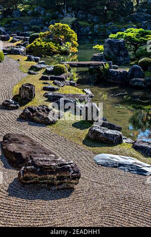 Blick auf die Gärten, Sanbo-in, Daigo-ji Tempelanlage. Einer der Nationalschätze Japans. Kyoto, Japan. Stockfoto