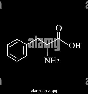 Phenylalanin ist eine Aminosäure. Chemische Molekülformel Phenylalanin Aminosäure. Vektorgrafik auf isoliertem Hintergrund Stock Vektor