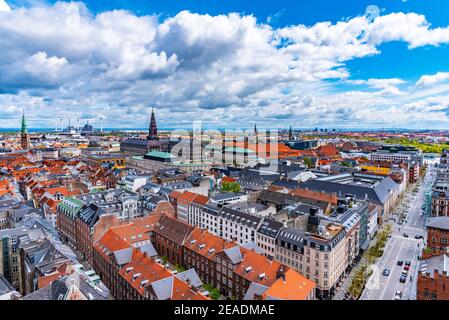 Luftaufnahme von Kopenhagen mit Christiansborg Palast, Dänemark Stockfoto