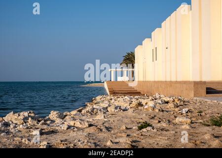 Ein Blick auf das Äußere des Bahrain Fort Museums Stockfoto