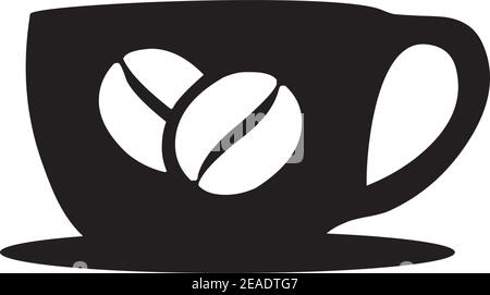 Café-Logo mit Kaffeetasse und Kaffee Vorlage für Vektorgrafik für Bean-Symbole Stock Vektor