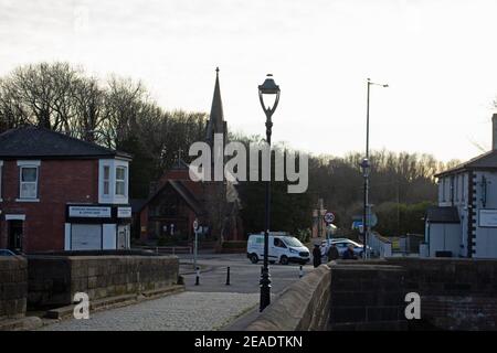 Alte Penwortham Brücke Stockfoto