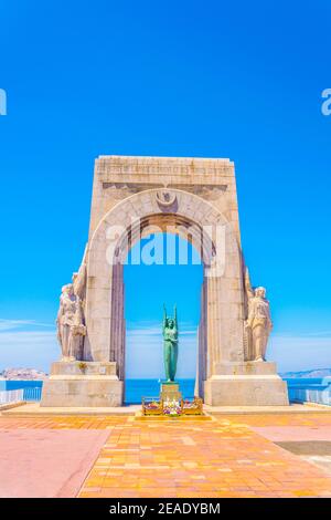 la porte de L'Orient Denkmal in Marseille, Frankreich Stockfoto