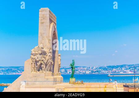 la porte de L'Orient Denkmal in Marseille, Frankreich Stockfoto