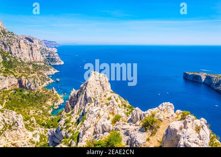 Calanque de Morgiou und Calanque Sugiton bei les Calanques national park in Frankreich Stockfoto