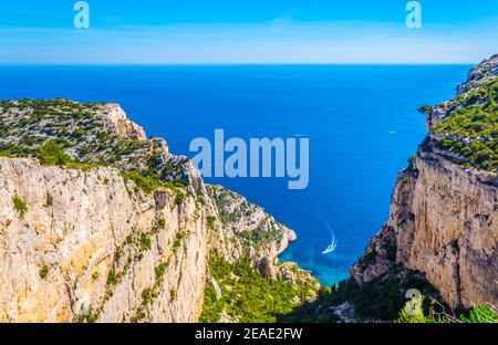 Calanque d'en vau im Nationalpark Les Calanques in Frankreich Stockfoto