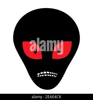 Alien Kopf Silhouette auf weißem Hintergrund Stock Vektor