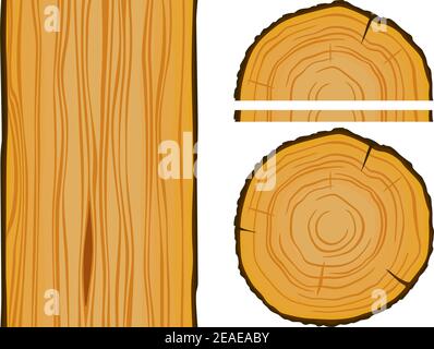 Holz und Holzstruktur mit Elementen. Editierbare Vektordarstellung Stock Vektor