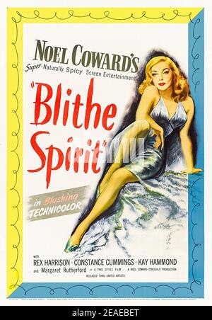 Blitthe Spirit (1945) unter der Regie von David Lean mit Rex Harrison, Constance Cummings und Kay Hammond. Adaption von Noël Cowards viel liebenem Bühnenstück über ein spiritualistisches Medium, das einen Seance für einen Schriftsteller hat, um ihm den Hintergrund für sein neues Buch zu geben, der aber den Geist seiner ersten Frau zurückbringt. Stockfoto