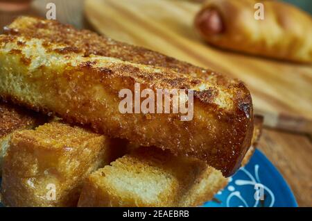 Air Fryer French Toast Sticks aus nächster Nähe Stockfoto