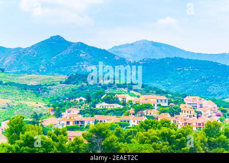 Luftaufnahme von Collioure Stockfoto