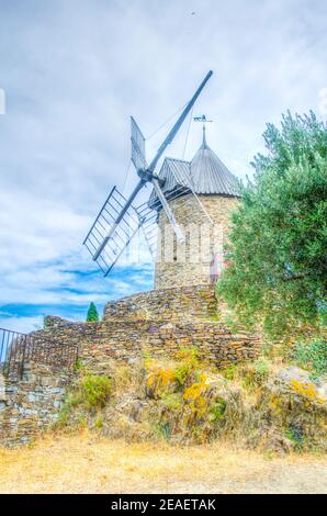 El Moli de Cotlliure - Windmühle in der französischen Stadt Collioure Stockfoto