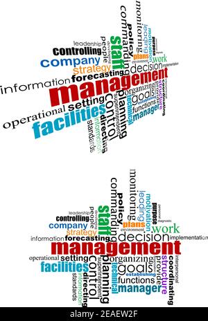 Management Tags Cloud in gerader und gebogener Form für Web Design Stock Vektor